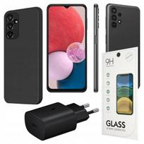 Rinkinys: Samsung Galaxy A13 4G Dual SIM telefonas su 25W įkrovikliu, 9H grūdintu stiklu ir dėklu
