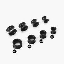 Silikoniniai ausų tuneliai, juodi, 4 poros: 6 mm, 8 mm, 10 mm, 12 mm