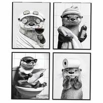 Plakatai voniai, juodai balti, rinkinys 4 vnt., Otter Retro