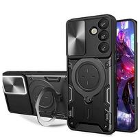 Samsung Galaxy A26 5G telefono dėklas su slankiojančia kameros apsauga ir metaliniu stovu