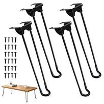 Sulankstomos juodos metalinės stalo kojos, 32 cm, 4 vnt.