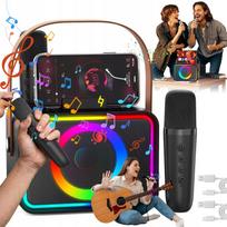Nešiojama „Bluetooth“ kolonėlė su 2 mikrofonais karaoke namuose ir vakarėliams