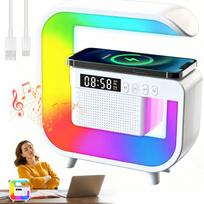 Belaidė „Bluetooth“ kolonėlė su LED lempa ir 15 W Qi įkrovikliu, 4 funkcijos