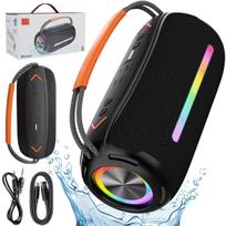 Belaidė garso kolonėlė 20W su LED apšvietimu ir Power Bank, juoda