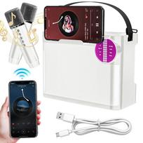 Nešiojama karaoke kolonėlė BEDEE, 10W, 2 mikrofonai, LED, 2000mAh, su rankena