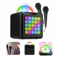 Karaokės kolonėlė Fenton, 15 W, LED apšvietimas, „Bluetooth“, 2 mikrofonai, juoda