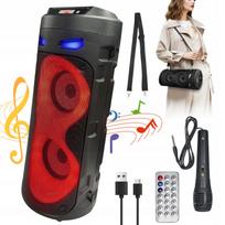 Nešiojama 16W karaoke kolonėlė su Bluetooth 5.0, USB, AUX, FM, TWS ir mikrofonu