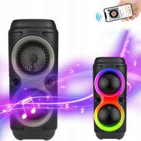 Muzikinė kolonėlė su žemųjų dažnių garsiakalbiu, RGB apšvietimu, USB jungtimi, stereo garsu, HiFi kokybe, TWS funkcija ir mikrofonu