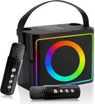 Nešiojama Bluetooth kolonėlė su karaoke, 2 mikrofonais, juoda, 10 W