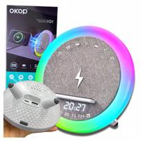 Belaidė Bluetooth kolonėlė su laikrodžiu, belaidžiu įkrovimu ir RGB naktine lempa