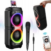 Nešiojama „Bluetooth“ karaoke kolonėlė su 2 belaidžiais mikrofonais ir USB