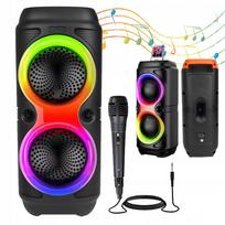 Nešiojama Bluetooth kolonėlė su USB, karaoke ir RGB šviesomis