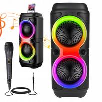 Nešiojama garso kolonėlė Boombox su mikrofonu, MP3, LED RGB apšvietimu ir Bluetooth