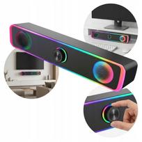 Garso kolonėlė soundbar su LED RGB apšvietimu, AUX jungtimi ir galingu žemųjų dažnių garsu