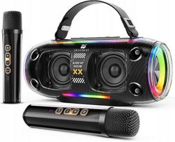 Belaidė „LILUOSUO“ karaoke garso kolonėlė su „Bluetooth“, USB ir 2 mikrofonais
