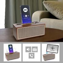 Medinė retro Bluetooth radija, FM, microSD, AUX, 8 W