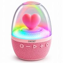 Bluetooth kolonėlė su LED RGB širdelės formos naktine lempa, rožinė