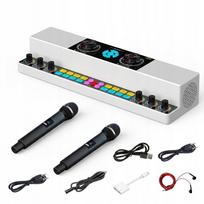 Belaidė Bluetooth karaoke kolonėlė su dviem mikrofonais ir garso plokšte