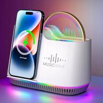 Bluetooth kolonėlė su LED apšvietimu, 15W indukcine įkrovimo stotele, 5 funkcijos