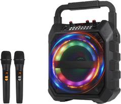 Nešiojama Bluetooth kolonėlė su karaoke funkcija, juoda, 2 belaidžiai mikrofonai