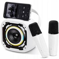 Belaidis mobiliujis Bluetooth LED garsiakalbis su 2 karaoke mikrofonais, SD, AUX, USB