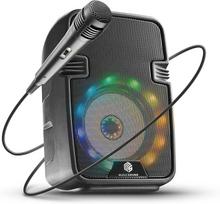 Belaidis karaoke garsiakalbis su mikrofonu, juodas, RGB, USB