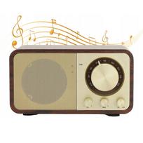 Nešiojama retro stiliaus Bluetooth kolonėlė su medine apdaila, AUX, USB, TF kortele, 5 W