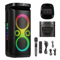 Nešiojama kolonėlė 260W su LED apšvietimu, „Bluetooth“, FM radiju, USB, akumuliatoriumi ir UHF mikrofonu