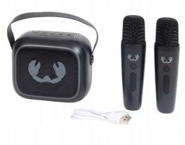 Nešiojama „Fresh 'n Rebel KARAOKE KIDS“ kolonėlė su 2 mikrofonais, juoda