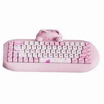 Belaidė mechaninė klaviatūra 65% su keičiamais mygtukais, Kawaii Cat, silikoninė
