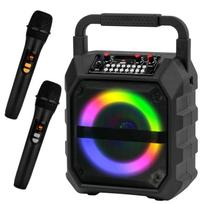 Nešiojama Bluetooth karaoke kolonėlė su dviem belaidžiais mikrofonais