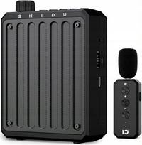 Nešiojama kolonėlė Shidu, 2000 mAh, juoda, su prisegamu mikrofonu