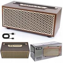 Medinė Bluetooth radija ir retro kolonėlė, 8W, žemų dažnių garsiakalbis, AUX, USB, TF, ruda
