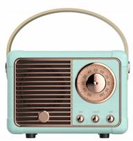 Belaidė „Bluetooth“ kolonėlė su radiju, retro stiliaus, mėlyna