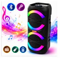Nešiojama Bluetooth kolonėlė su karaoke, LED apšvietimu, USB, FM, 2x20 W