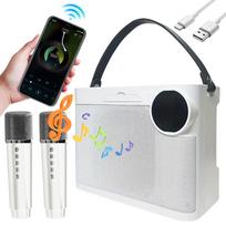 Bluetooth karaoke kolonėlė, 10 W, su 2 mikrofonais ir 5 LED šviesomis