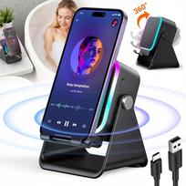 Belaidis indukcinis garsiakalbis su telefono laikikliu, 360°, juodas, 5000 mAh