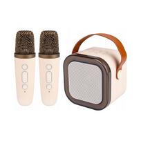 Nešiojama „Bluetooth“ kolonėlė, 3 W, su karaoke funkcija ir 2 mikrofonais, smėlio spalvos