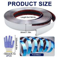 Faelnk lipni sienų apdaila 5 m x 30 mm chromo apdaila lipnios sidabro nerūdijančio plieno sienų juostos su apsaugine plėvele, atsparios vandeniui, sienoms, durims, luboms, baldams, automobiliams