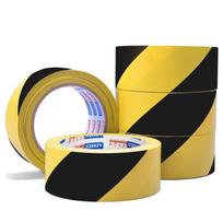 Adhes įspėjamoji juosta, geltonai juoda, Pvc lipni įspėjamoji juosta grindų, sienų, vamzdžių ir įrangos žymėjimui, 5 cm x 32 m, 5 ritiniai