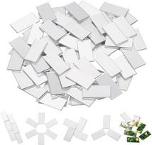 Olycraft 300 vnt. lipnių stačiakampių mozaikos plytelių rinkinys 19,5 x 10 mm veidrodinės mozaikos plytelės 0,8 mm storio mini akriliniai veidrodiniai sidabriniai "pasidaryk pats" veidrodžiai amatų meno sienų durų namų dekoravimui