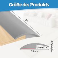 2 m pilka lipni pereinamoji juosta laminatui, vinilinei grindų dangai ir kilimui - pvc apdailos juosta durų slenksčiams ir plytelėms (pilka 35 mm)