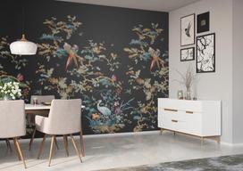 Rasch tapetai 362879 - fototapetai ant neaustinės medžiagos su paukščiais ir šakomis juodos, rudos ir raudonos spalvos iš kolekcijos Magicwalls - 3,00 m x 2,12 m (i x P)