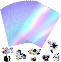 Tesstsy 20 lapų holograminio filmo, lipni skaidri holografinė plėvelė, holografinis skaidrus vinilo holografinis lipduko popierius lazeriniams ir rašaliniams spausdintuvams
