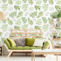 Veelike žalios spalvos paparčio lapų tapetai, lapai, boho botaniniai tapetai, žalio rašto tapetai, lipnūs tapetai, gėlės, 44,5 cm x 300 cm, fototapetai, miegamojo tapetai, svetainės tapetai, nuimami
