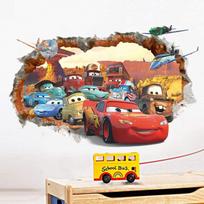 Ufengke® 3d pažeistos sienos karikatūriniai automobilių, lėktuvų sienų lipdukai vaikų kambariui, kūdikių kambariui, nuimami sienų lipdukai, sienų paveikslai