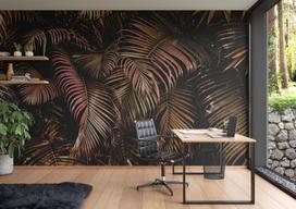 Rasch tapetai 363135 fototapetai ant neaustinės medžiagos su palmės lapais raudonos ir juodos spalvos iš kolekcijos Magicwalls 2,65 m x 4,24 m (ilgis x plotis)