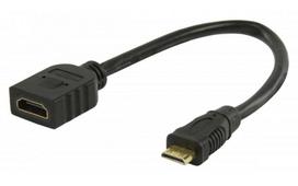 Mercodan Mini HDMI: Male - HDMI:  Female adapter, black, 0.2m