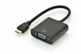 Mercodan Mini HDMI: Male - VGA: Female  adapter, with 3.5mm audio,