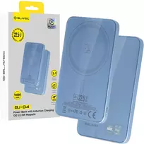 Blavec Power Bank 5000mAh BJ-04 Ultra Slim 7.8mm - Type C - 22.5W magnetic MagSafe 3 in 1 (PBBJ04-MC5LB) light blue glass